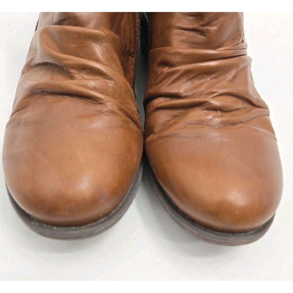 Miz Mooz Luna Ankle Boots Women's Size 10 Brown Leather Rouched Zip Side - Picture 4 of 13